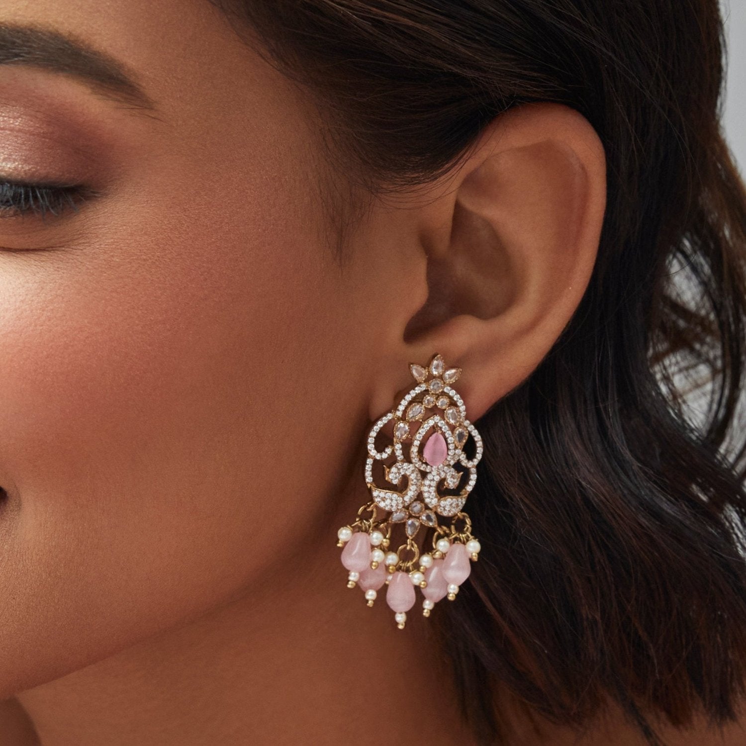 Zarina CZ Pink Drop Earrings