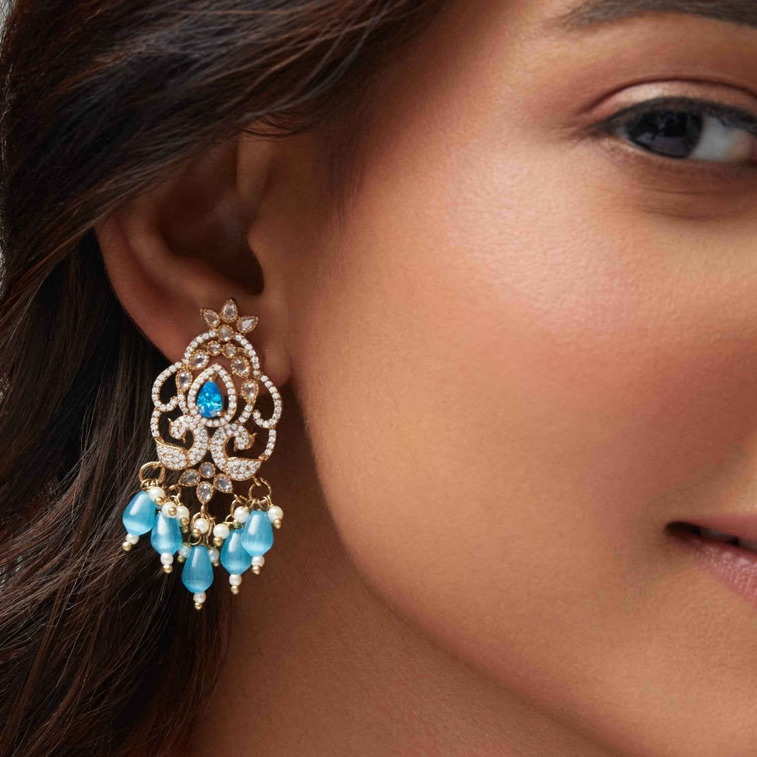 Zarina CZ Aqua Drop Earrings