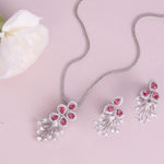Plume Red Nakshatra CZ Pendant Set