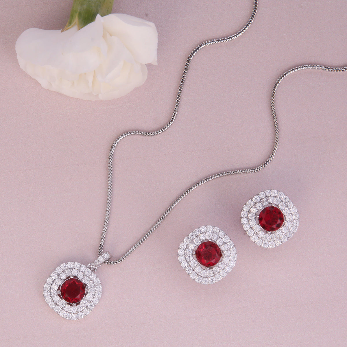 Scarlet Nakshatra CZ Pendant Set