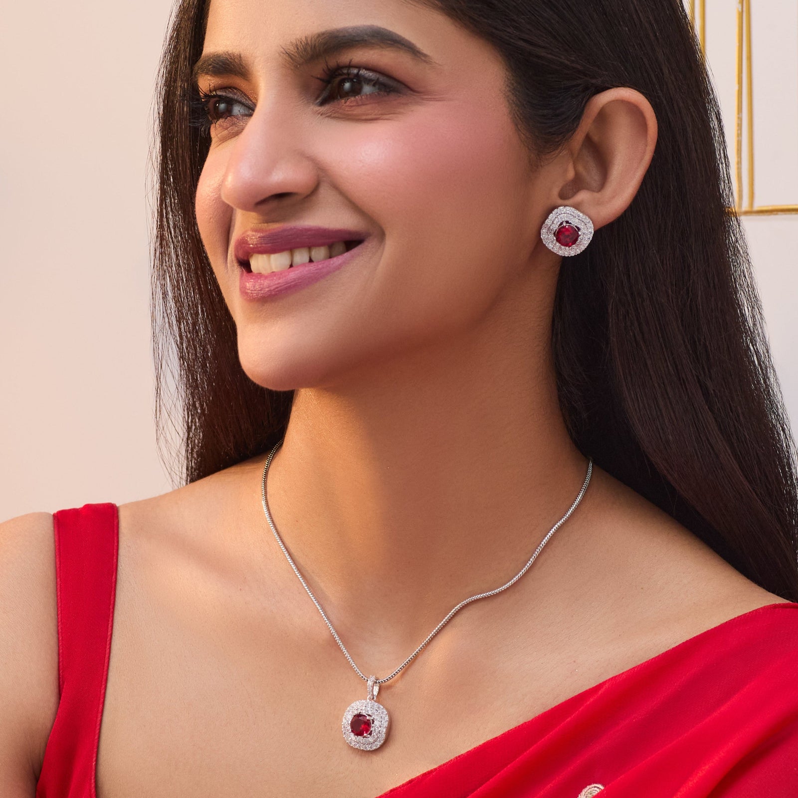 Scarlet Nakshatra CZ Pendant Set