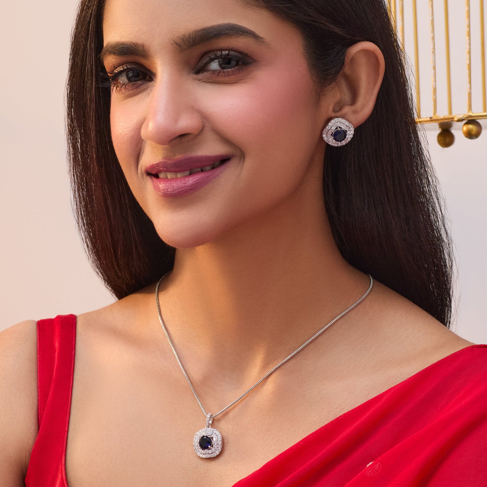 Asscher Nakshatra CZ Pendant Set