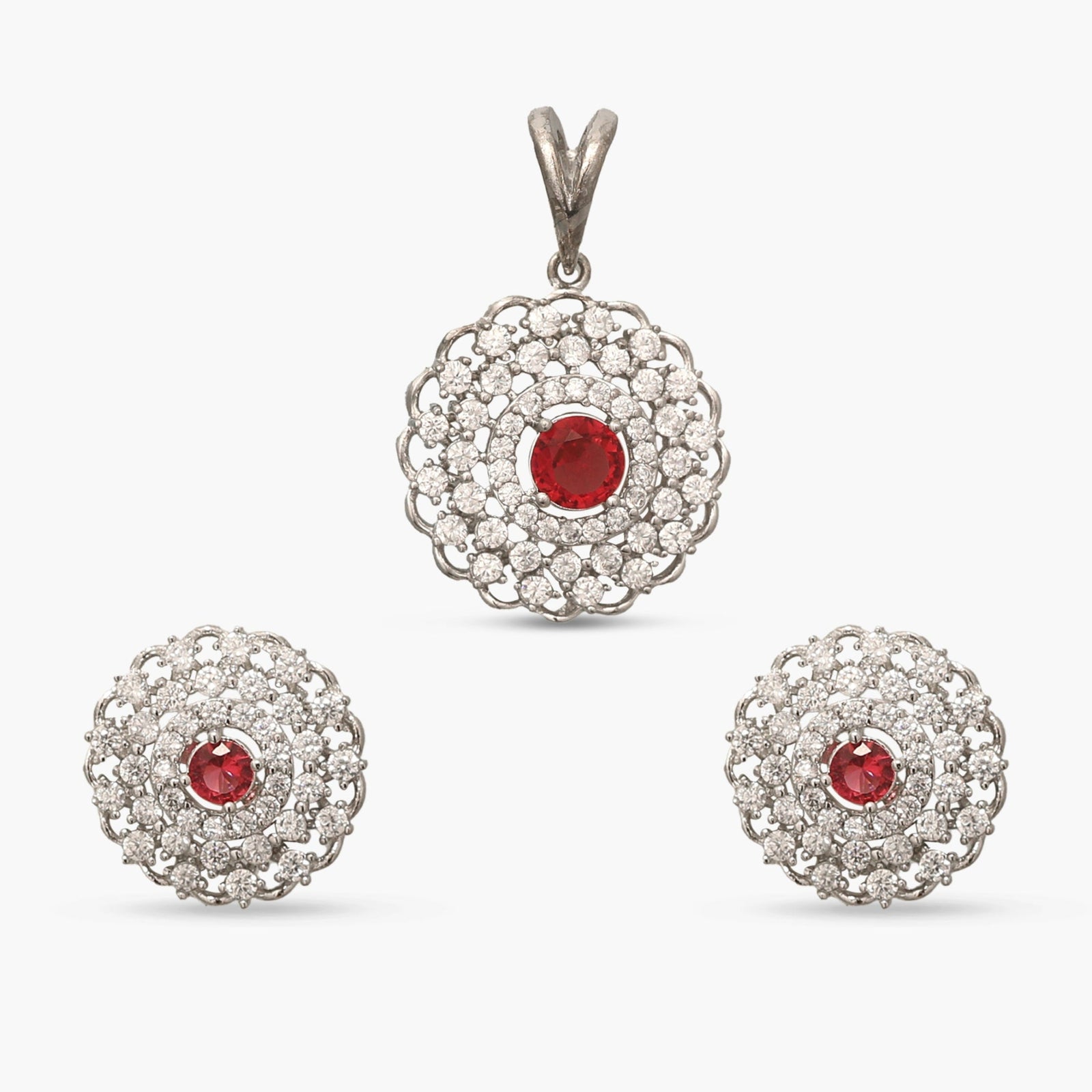 Amelia Red Nakshatra CZ Pendant Set