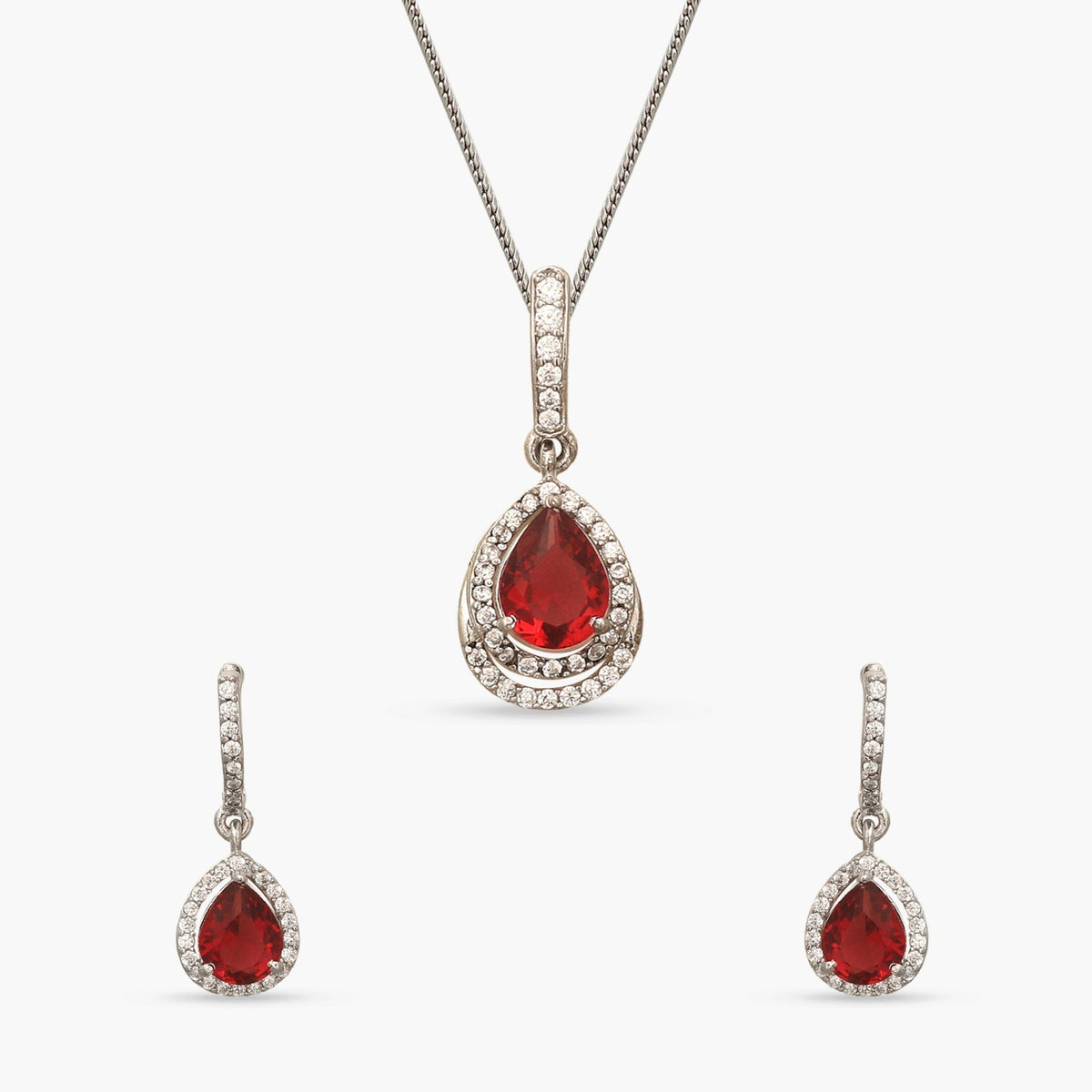 Ashley Red Nakshatra CZ Pendant Set