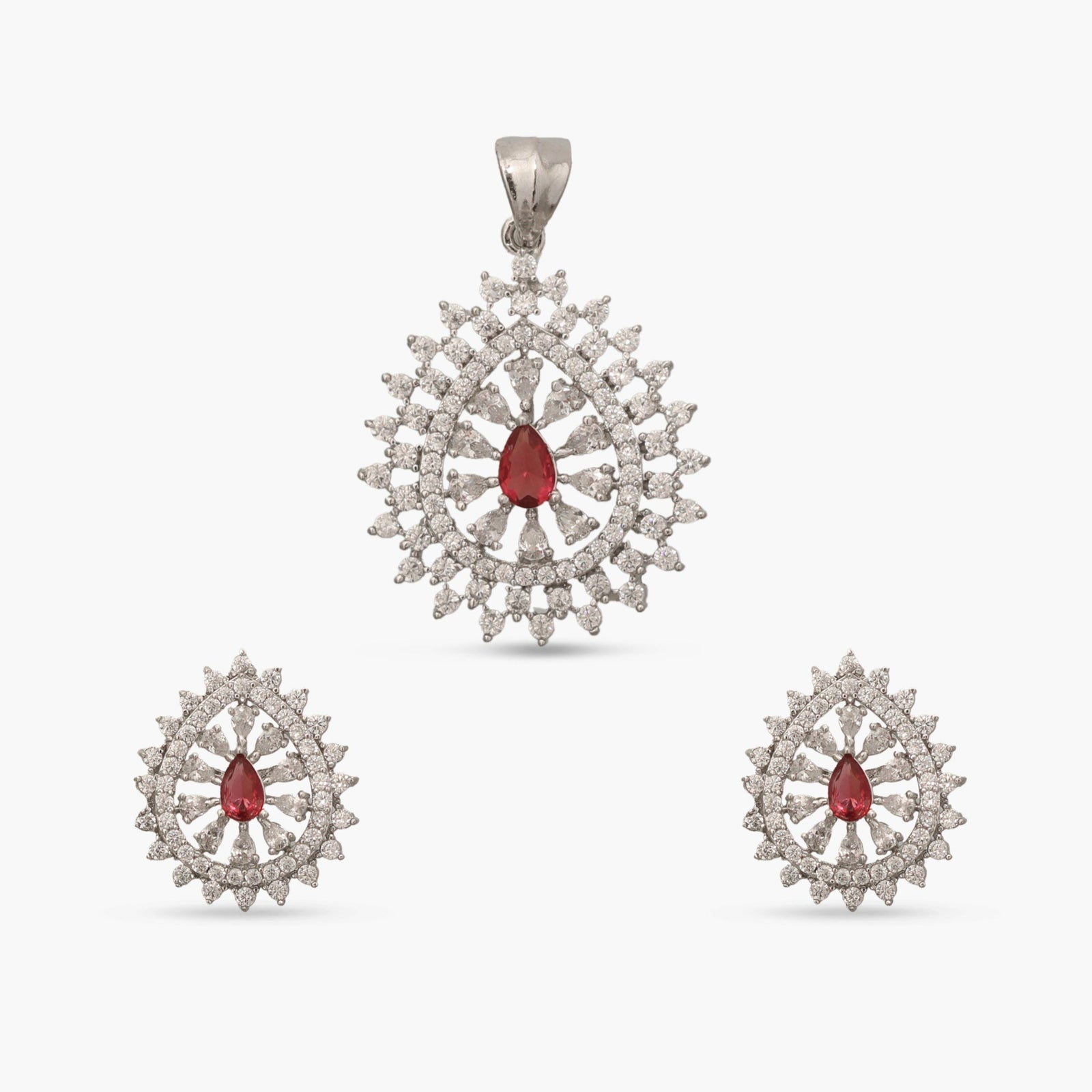 Mia Red Nakshatra CZ Pendant Set
