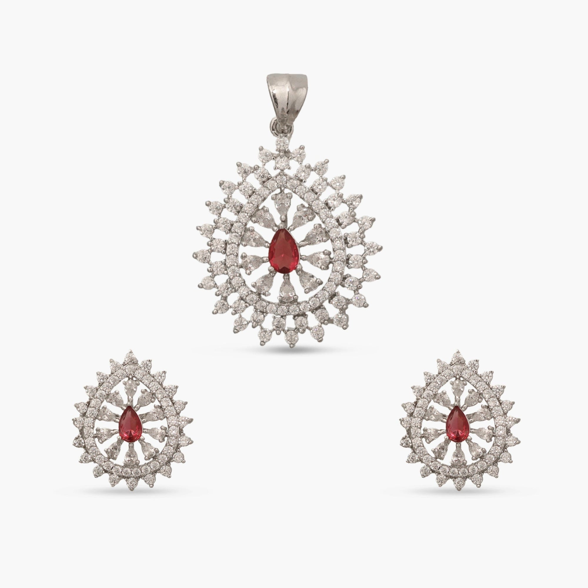 Mia Red Nakshatra CZ Pendant Set