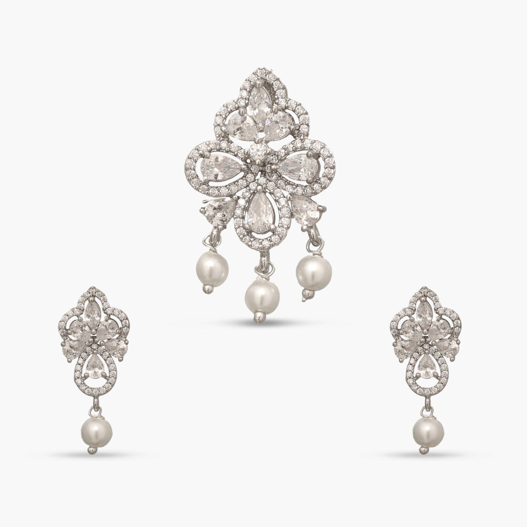 Pearl Dew Nakshatra CZ Pendant Set