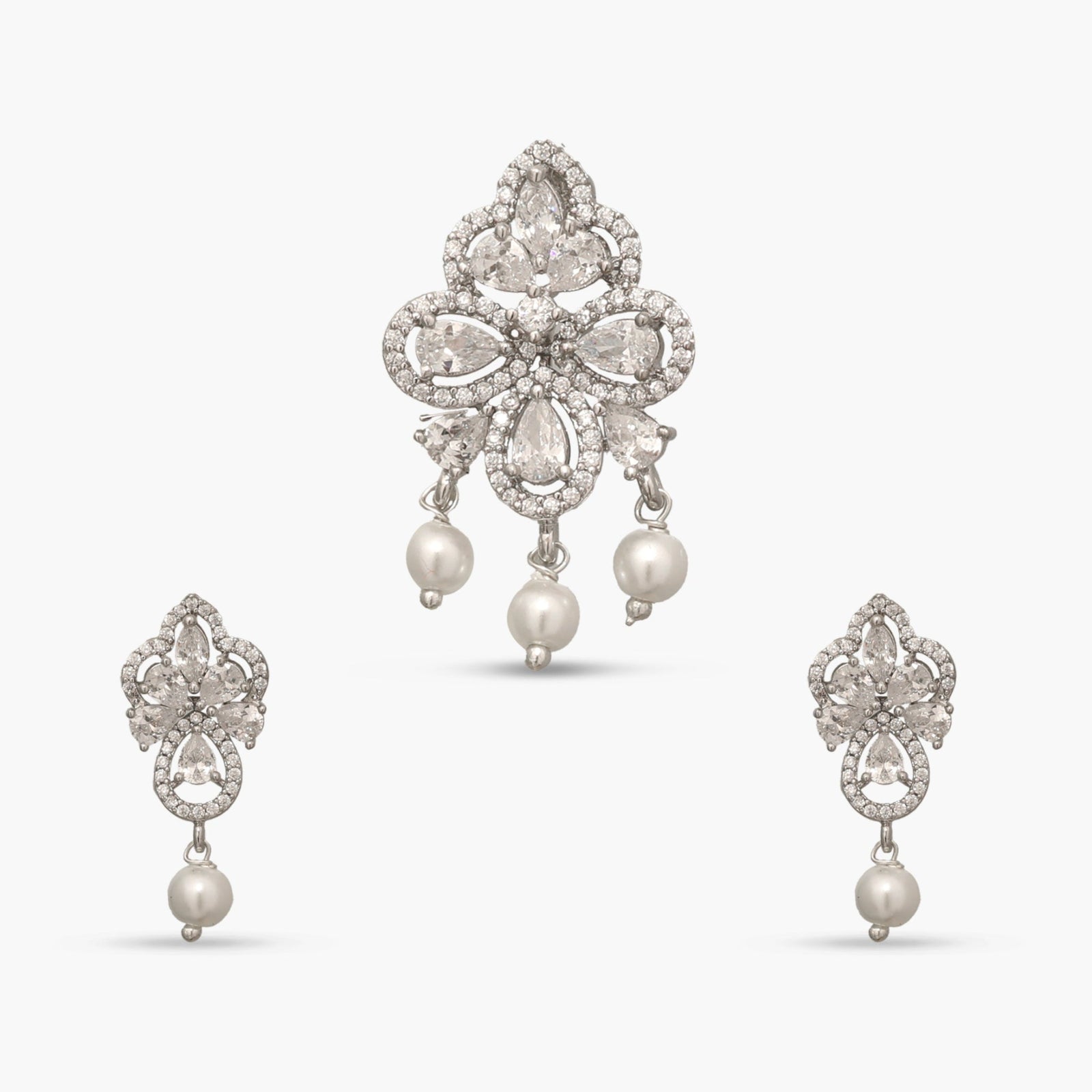 Pearl Dew Nakshatra CZ Pendant Set