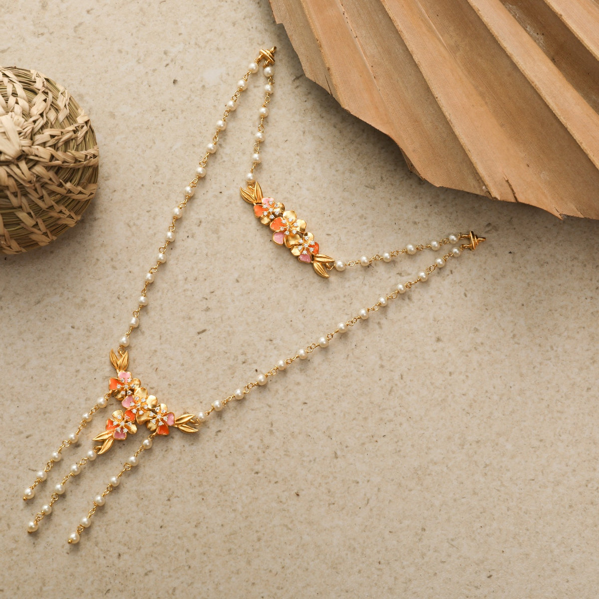 Jalaja Delicate Pearl Chain Necklace