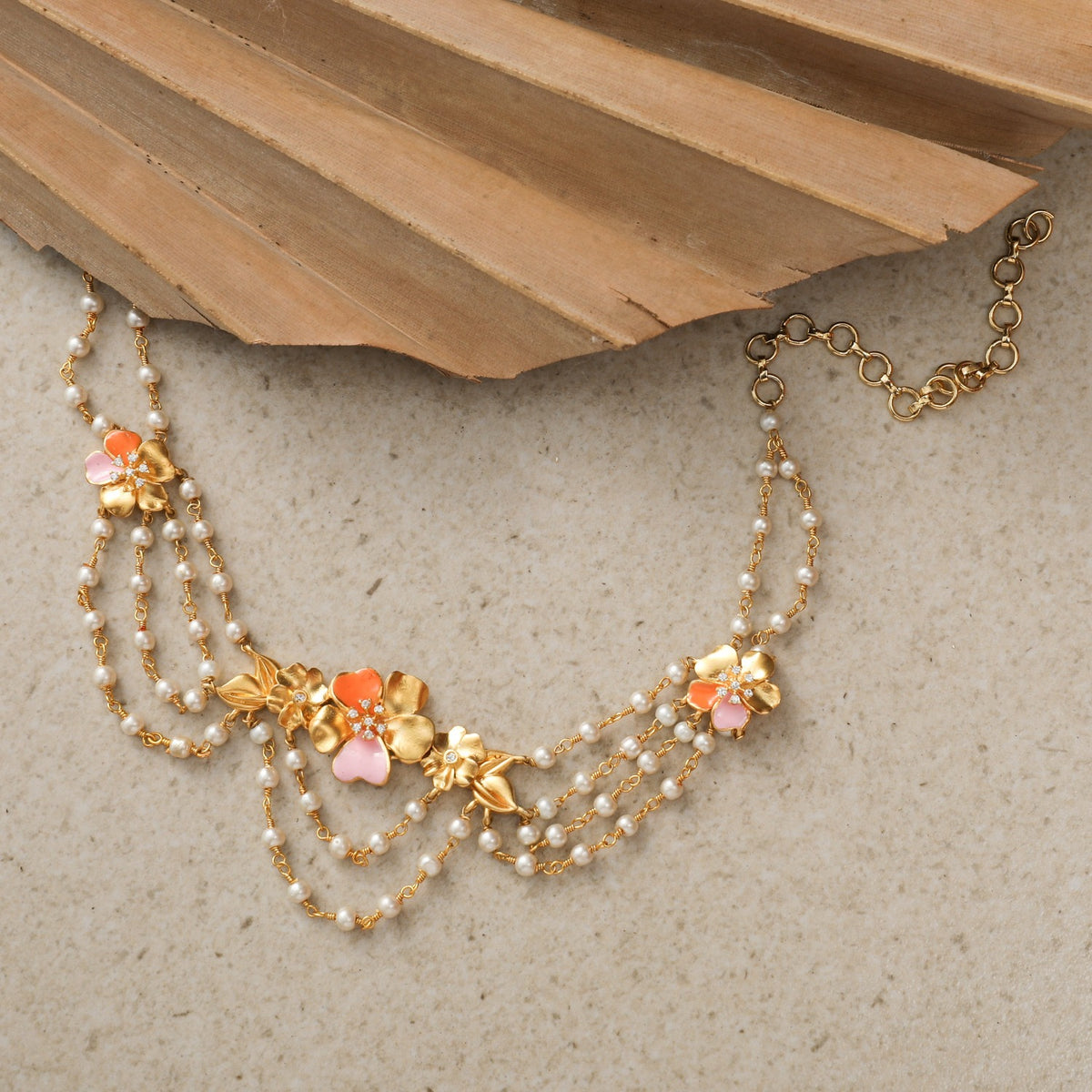 Jalaja Multi Layered Floral Chain Necklace