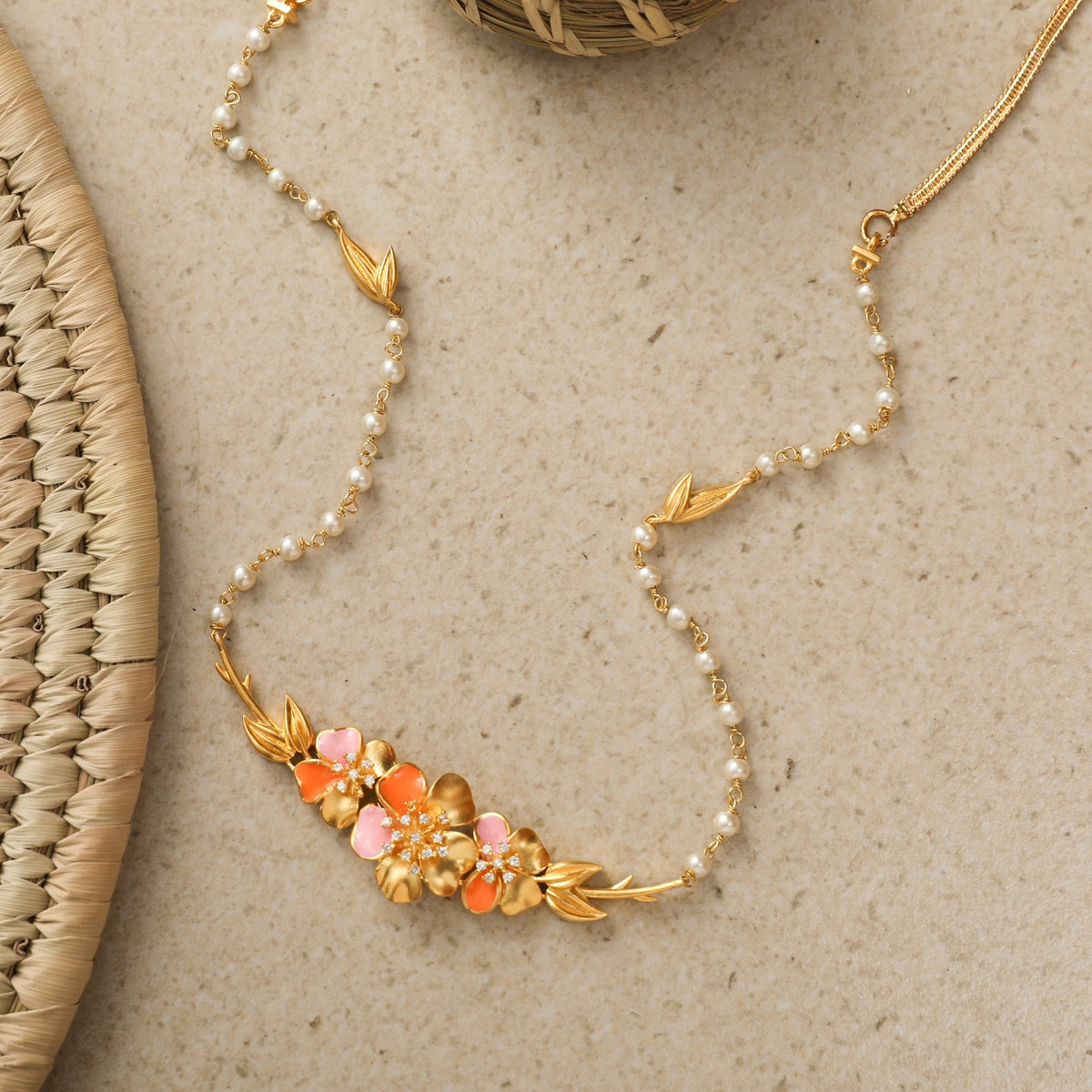 Jalaja Single Layer Floral Necklace