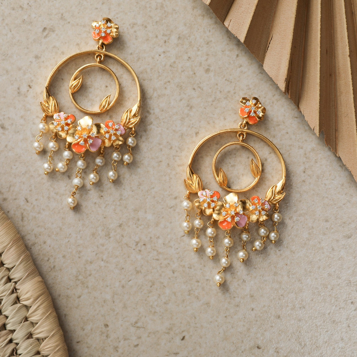 Jalaja Floral Statement Chandbali Earrings