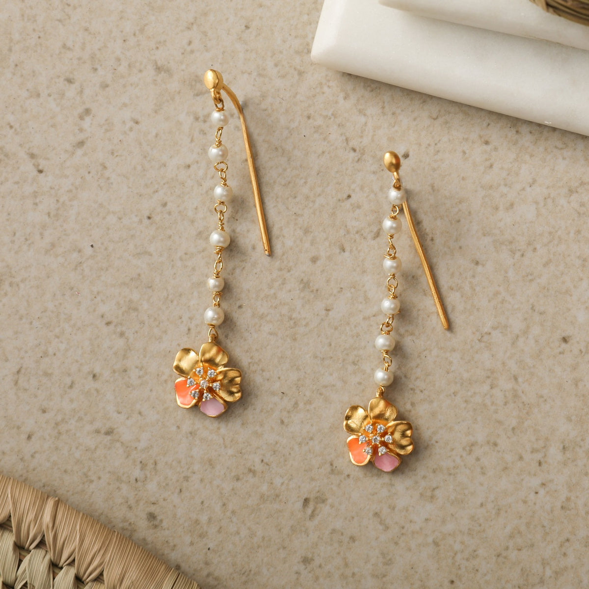 Jalaja Delicate Floral Drop Earrings