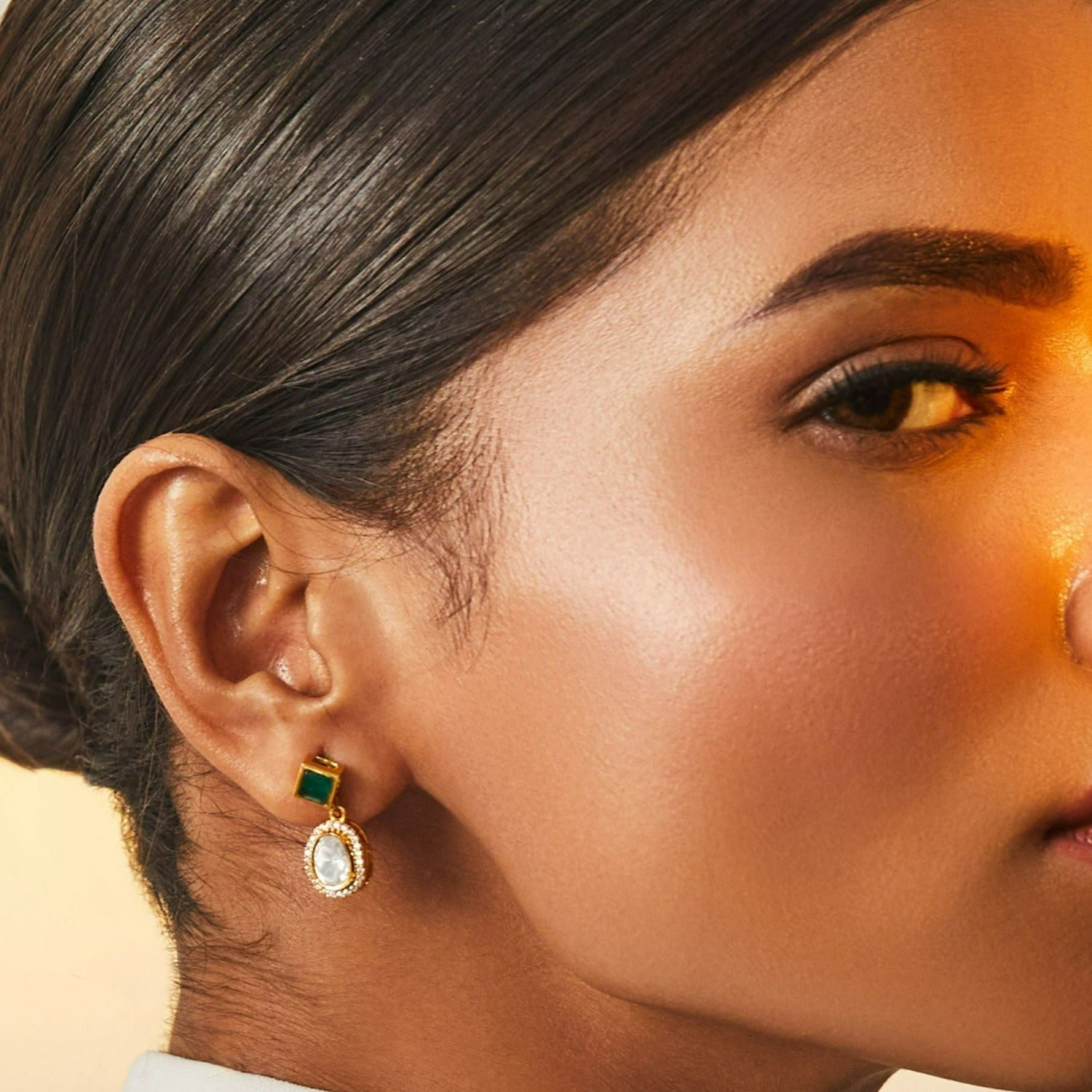 Green Glimmer Moissanite 925 Silver Drop Earrings