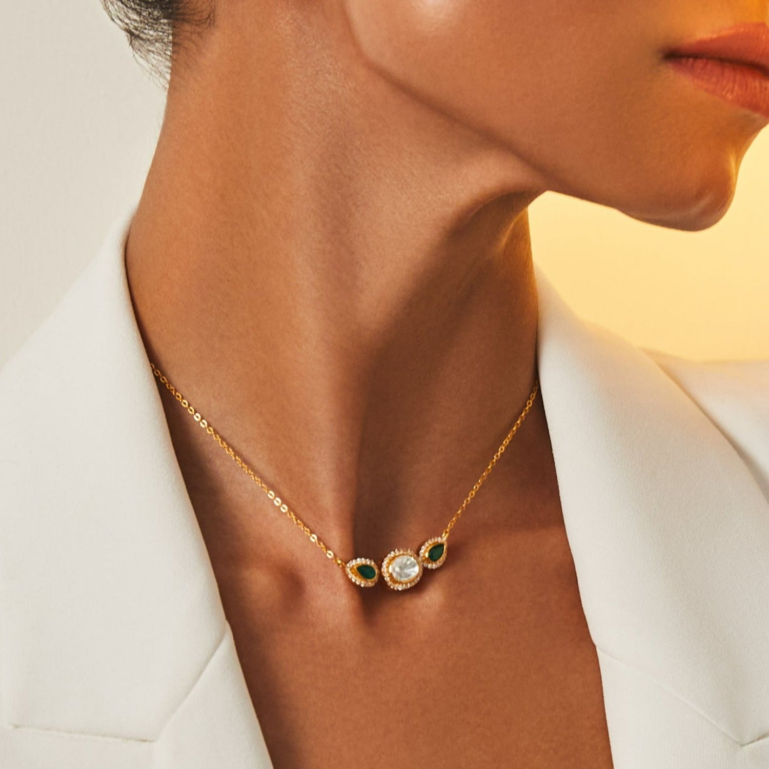 Mystic Green Moissanite 925 Silver Necklace