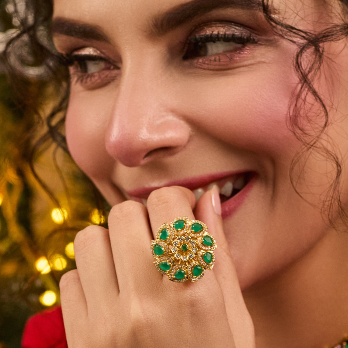 Zia Floral CZ Cocktail Ring