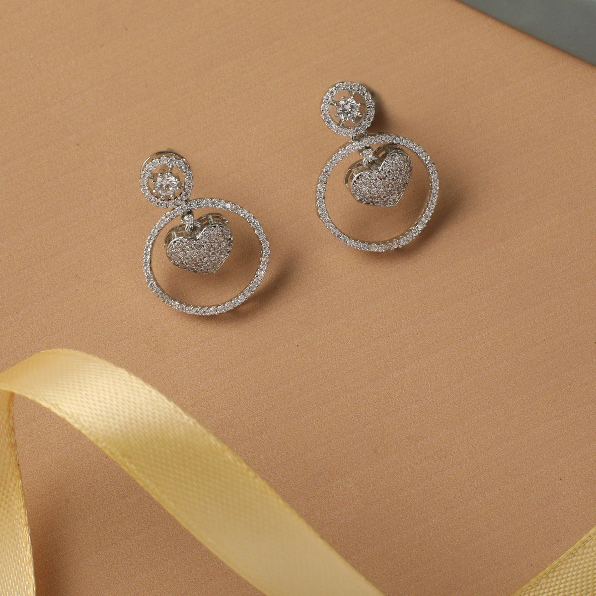 Everyday Heart CZ Drop Earrings