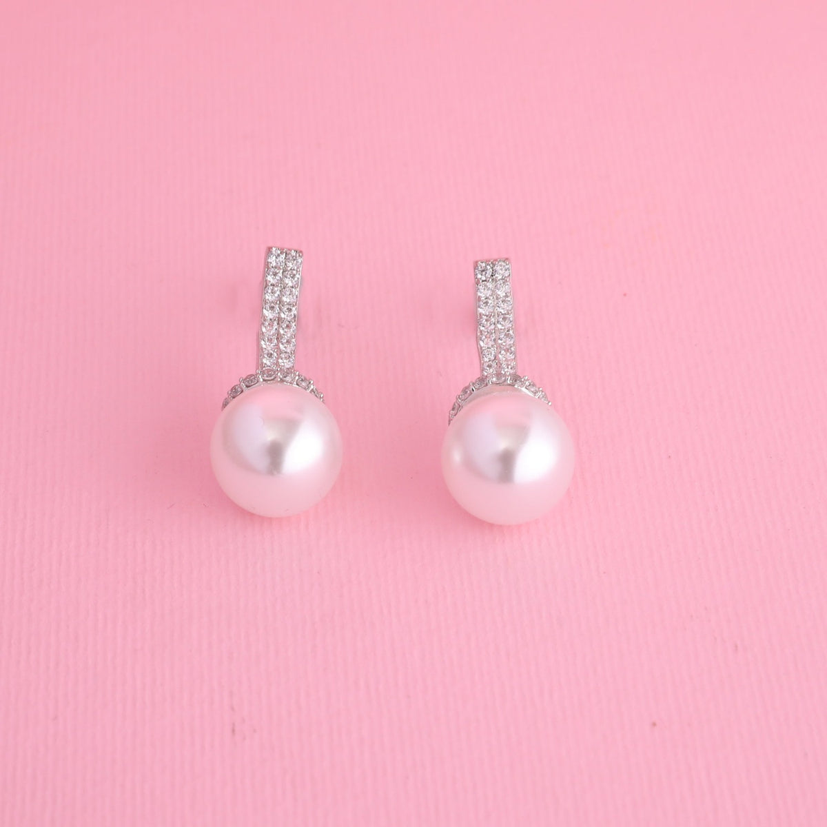 Pearl Dainty CZ Drop Earrings