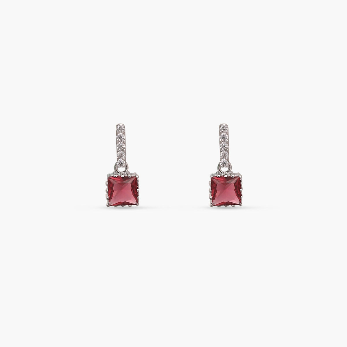 Square Dainty CZ Drop Earrings