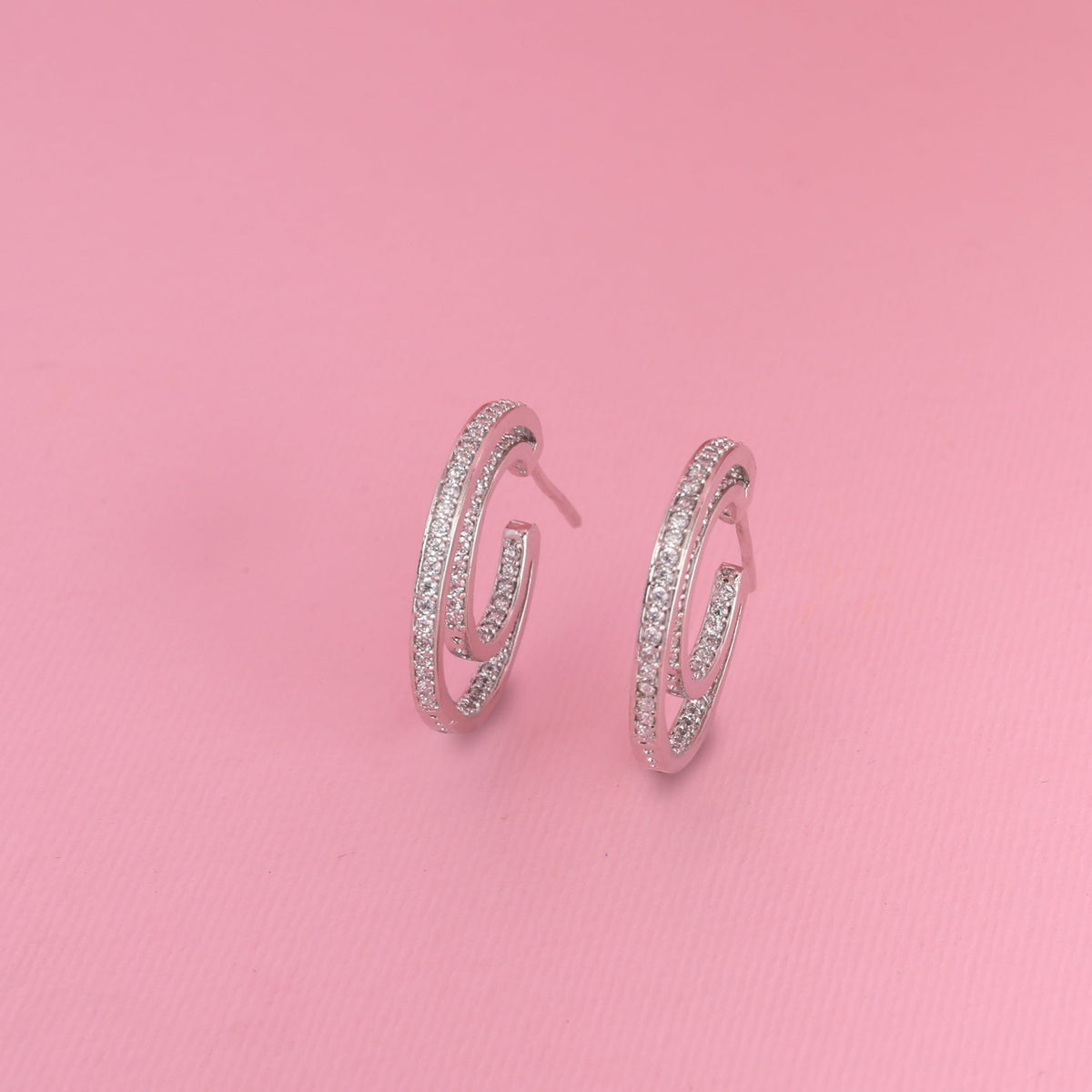 Simple Hoop CZ Earrings