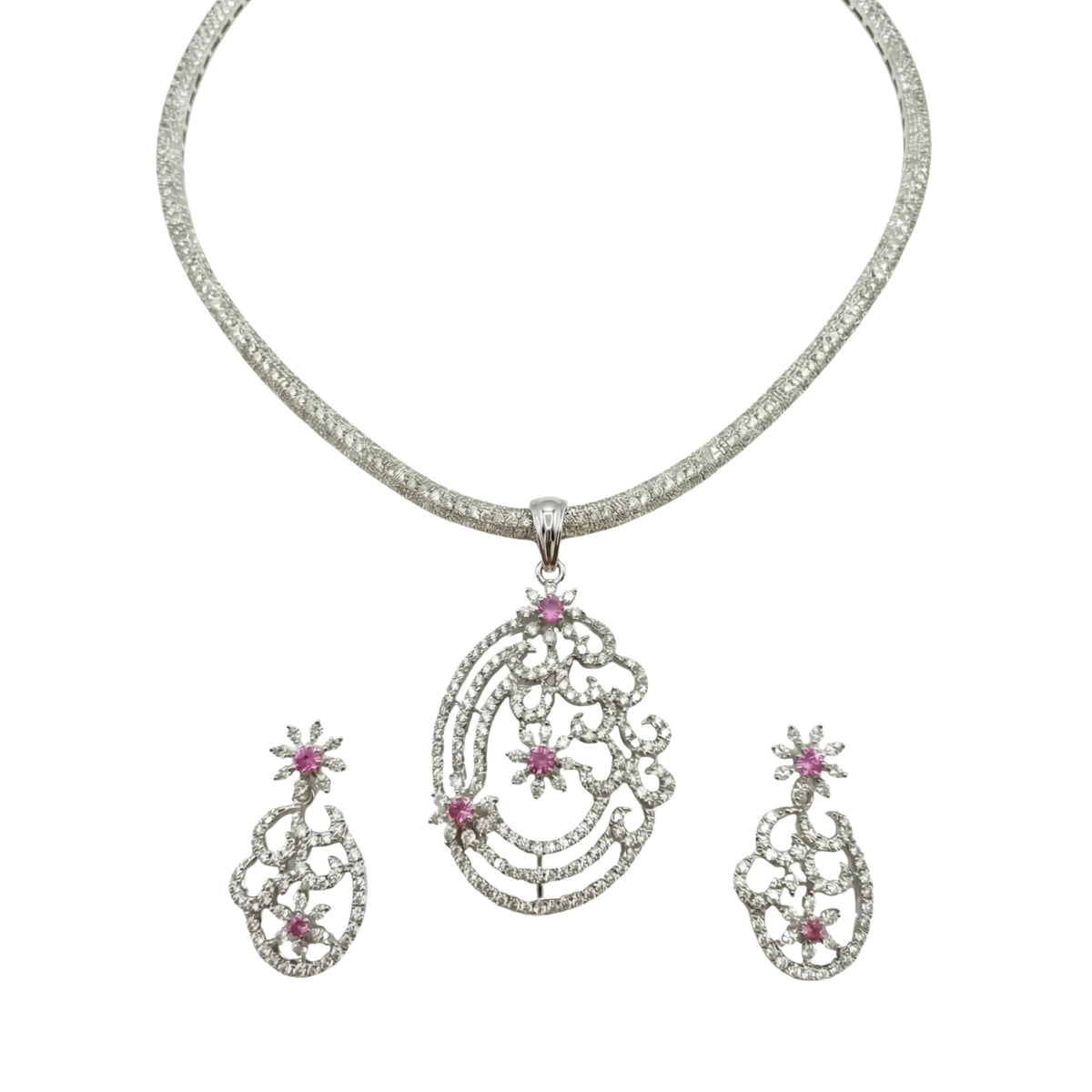 Aurora Nakshatra Pink CZ Pendant Set