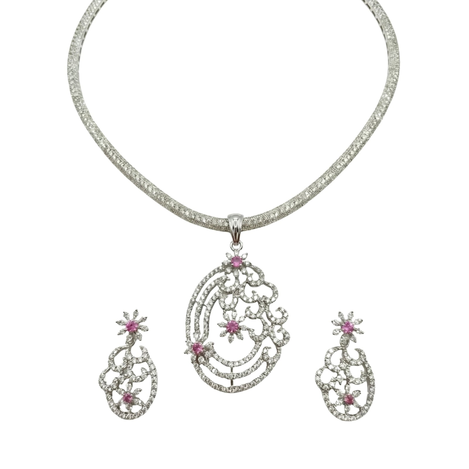 Aurora Nakshatra Pink CZ Pendant Set