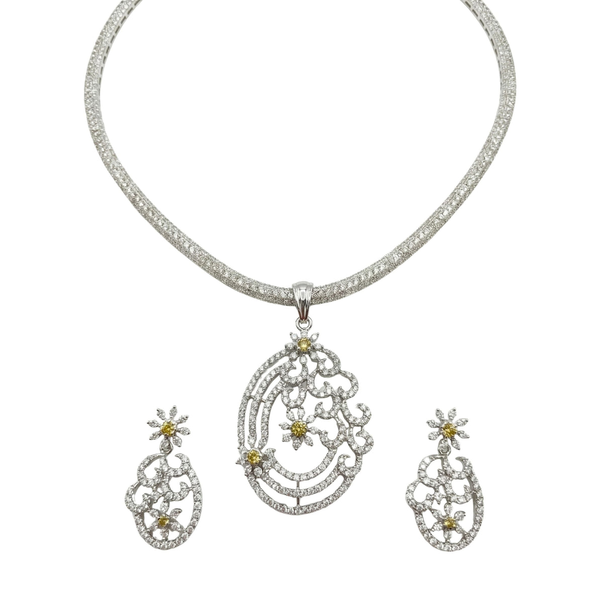 Aurora Nakshatra Light Green CZ Pendant Set