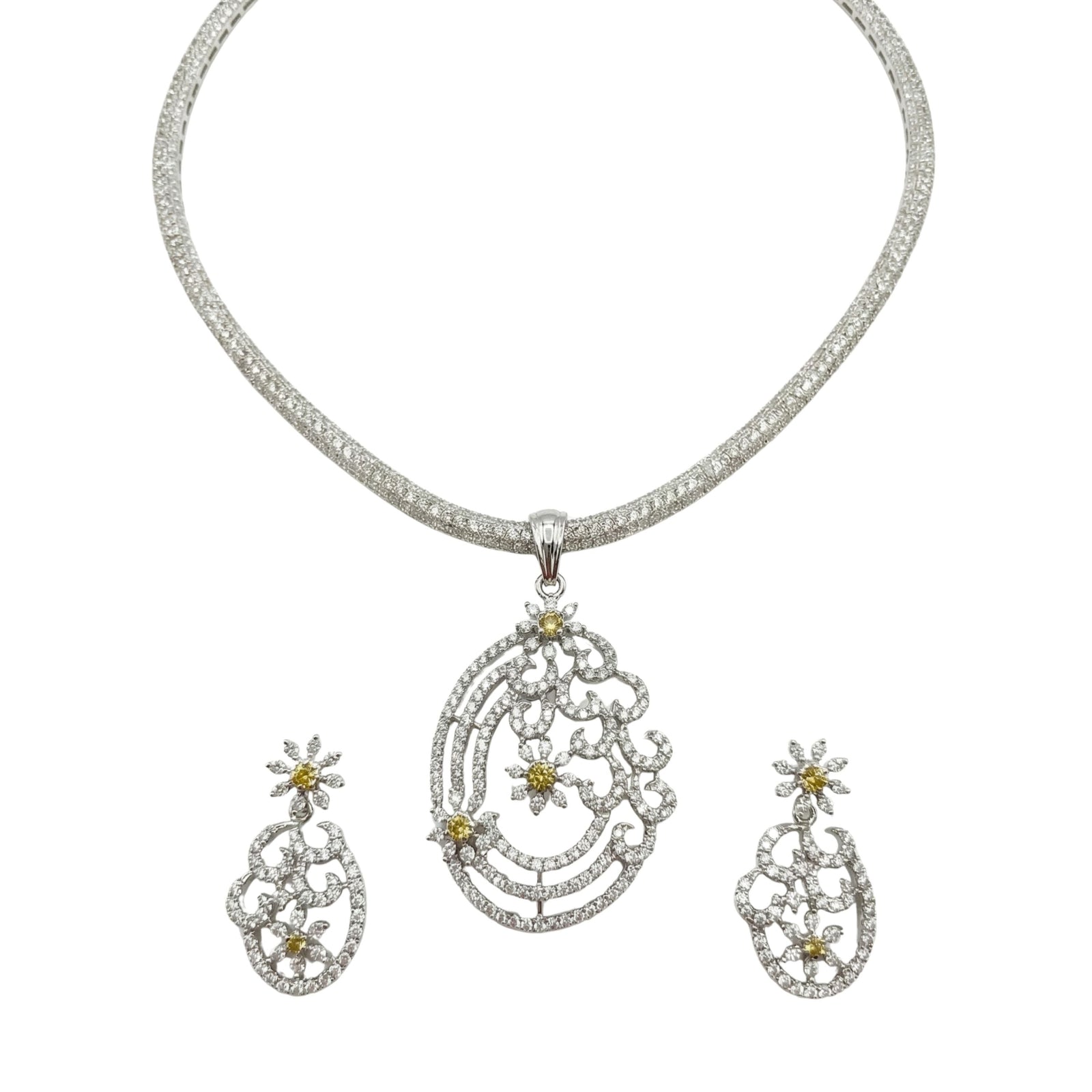 Aurora Nakshatra Light Green CZ Pendant Set