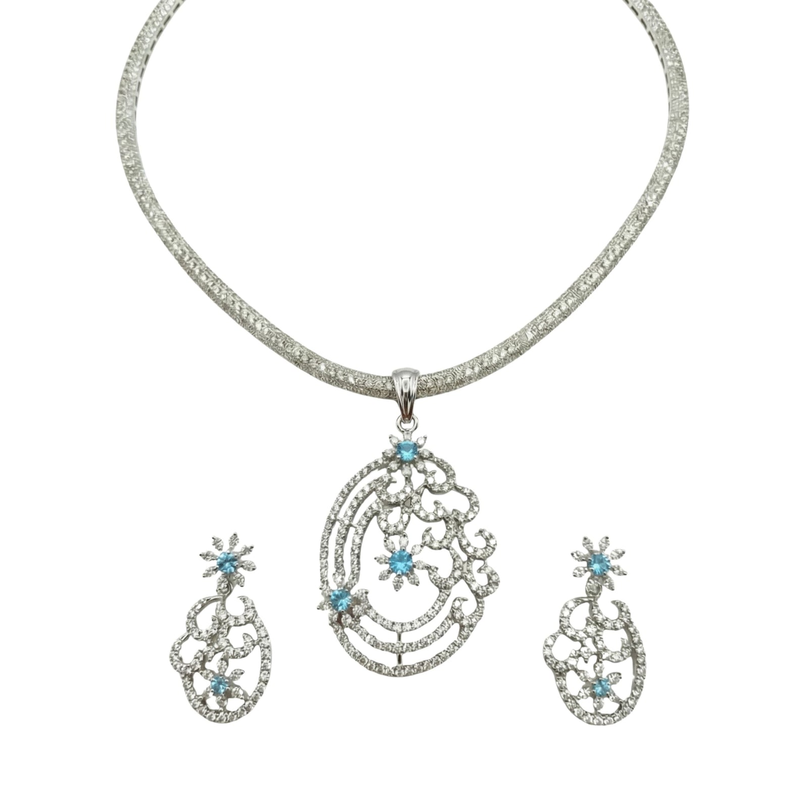 Aurora Nakshatra Blue CZ Pendant Set