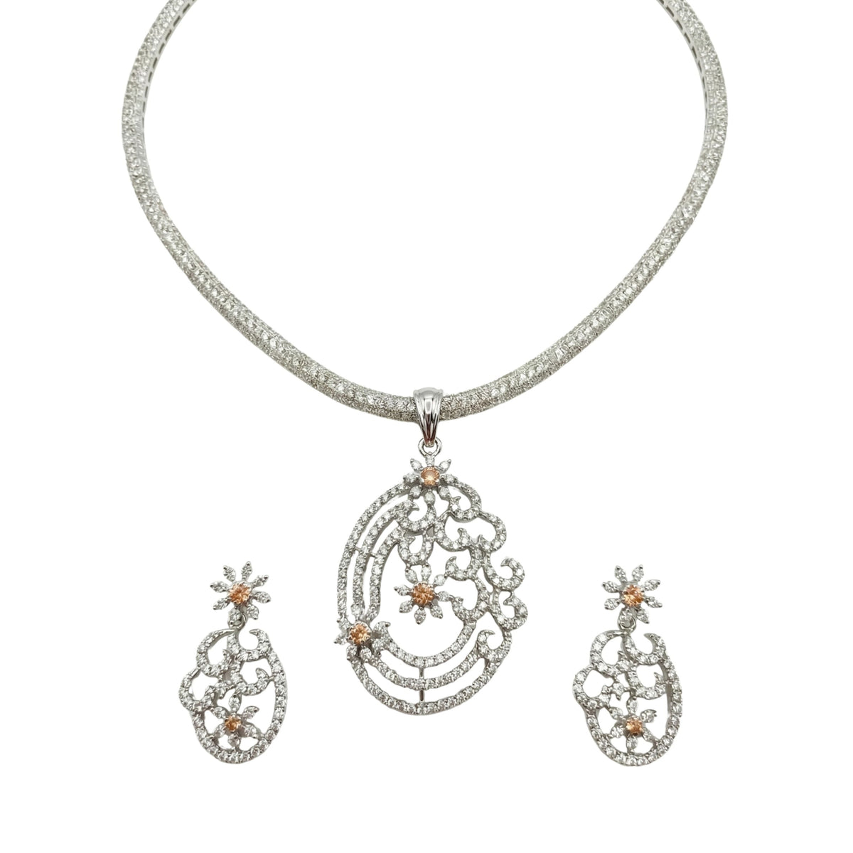 Aurora Nakshatra Orange CZ Pendant Set