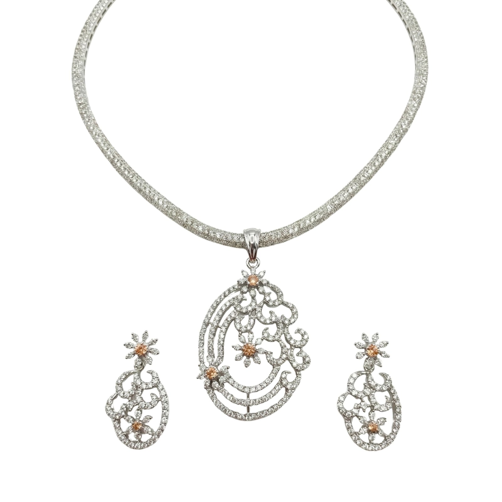 Aurora Nakshatra Orange CZ Pendant Set