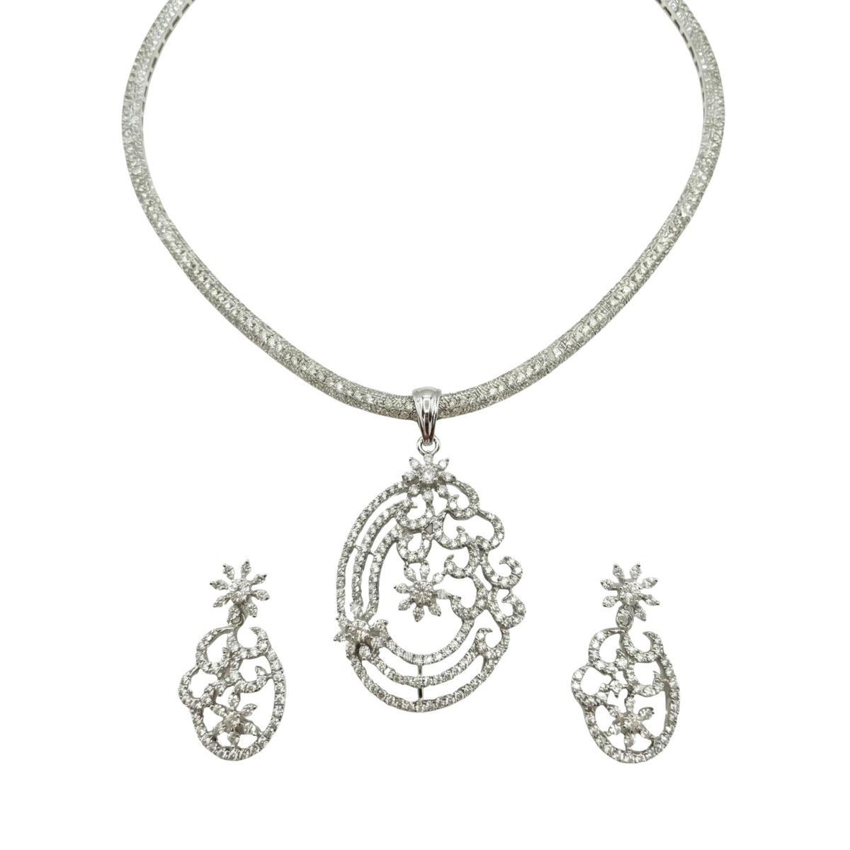Aurora Nakshatra White CZ Pendant Set