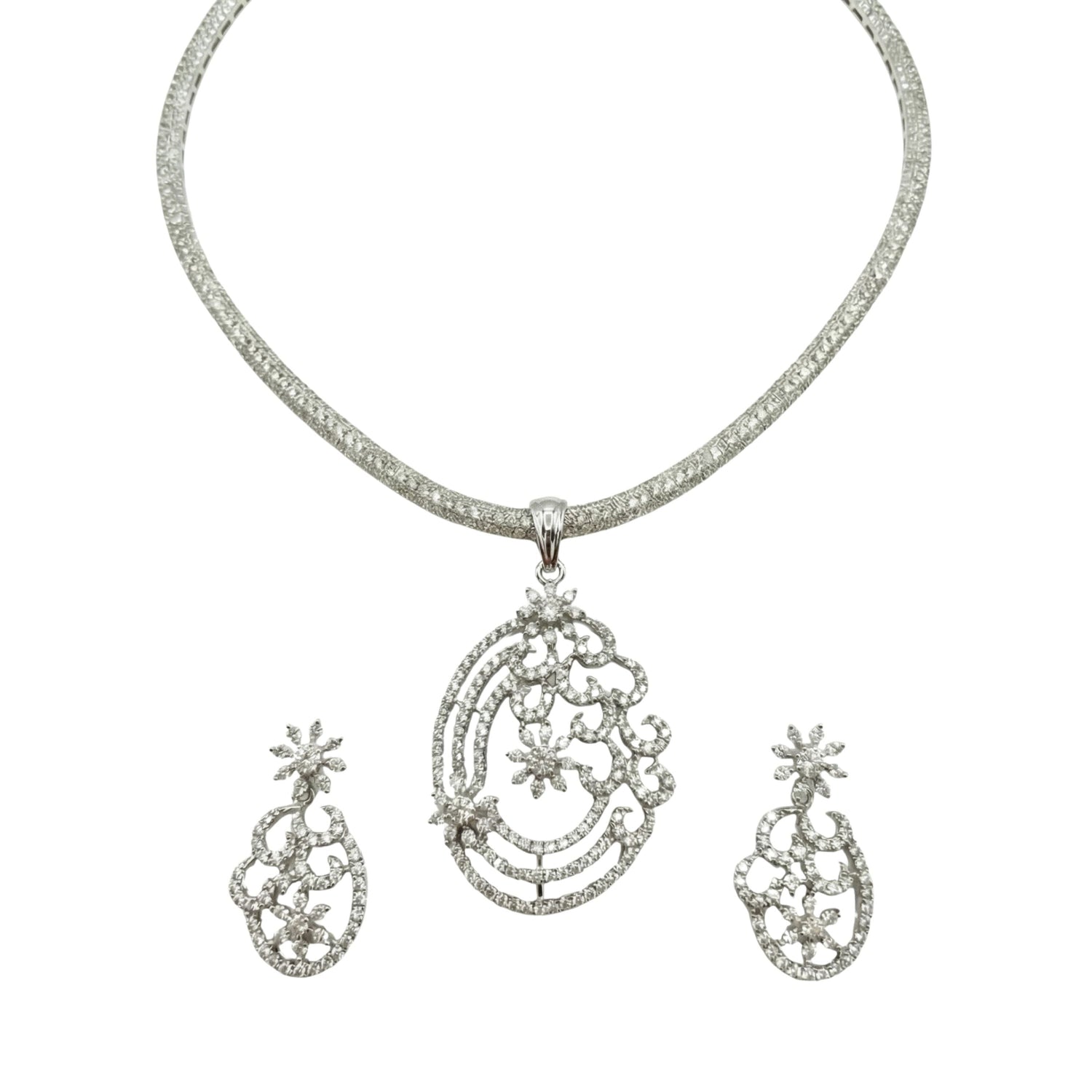 Aurora Nakshatra White CZ Pendant Set