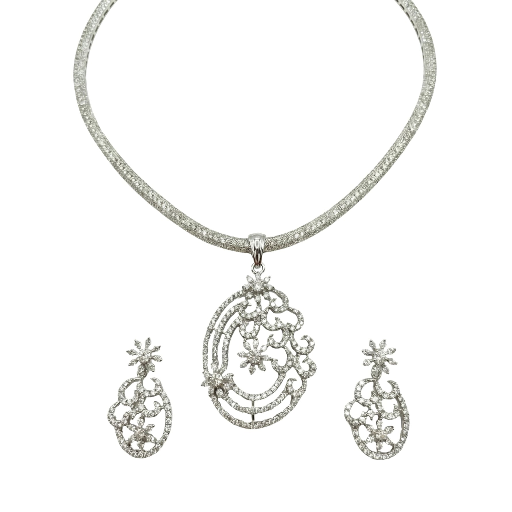 Aurora Nakshatra White CZ Pendant Set