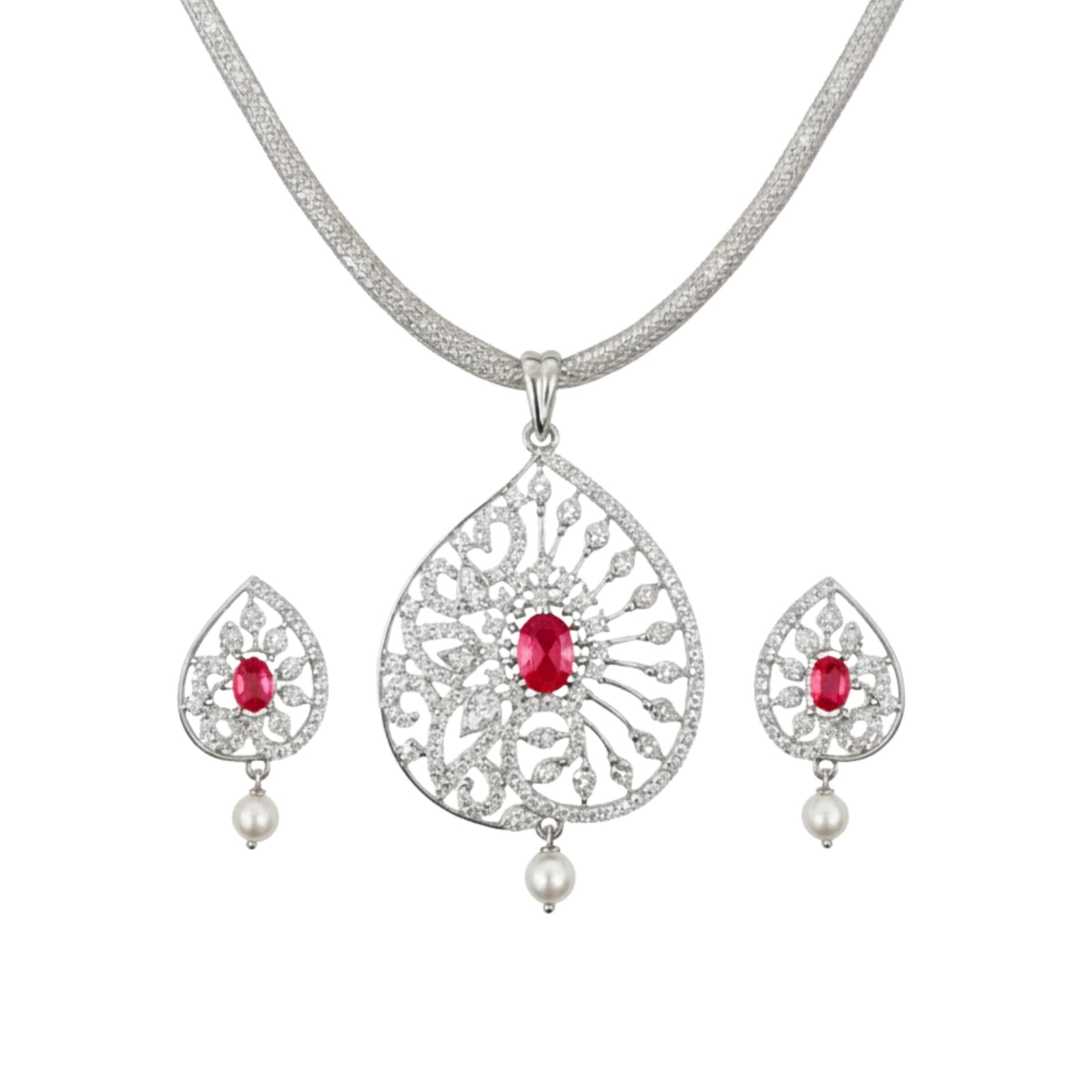 Glow Nakshatra Red CZ Pendant Set