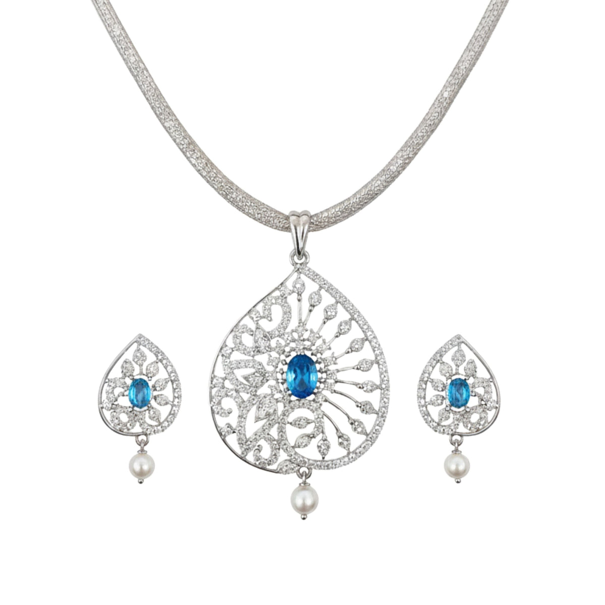 Glow Nakshatra Blue CZ Pendant Set