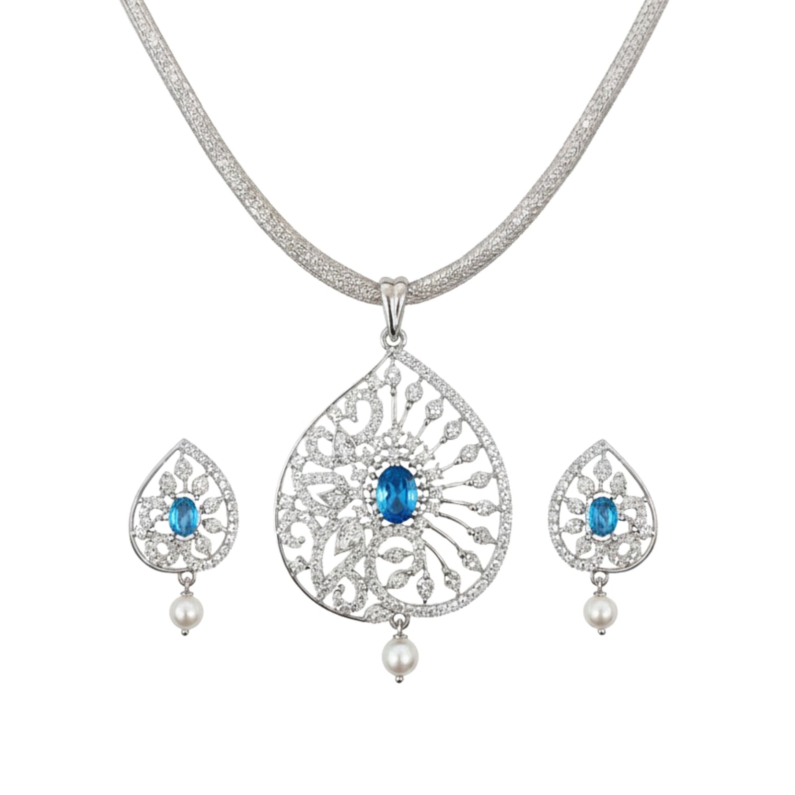Glow Nakshatra Blue CZ Pendant Set