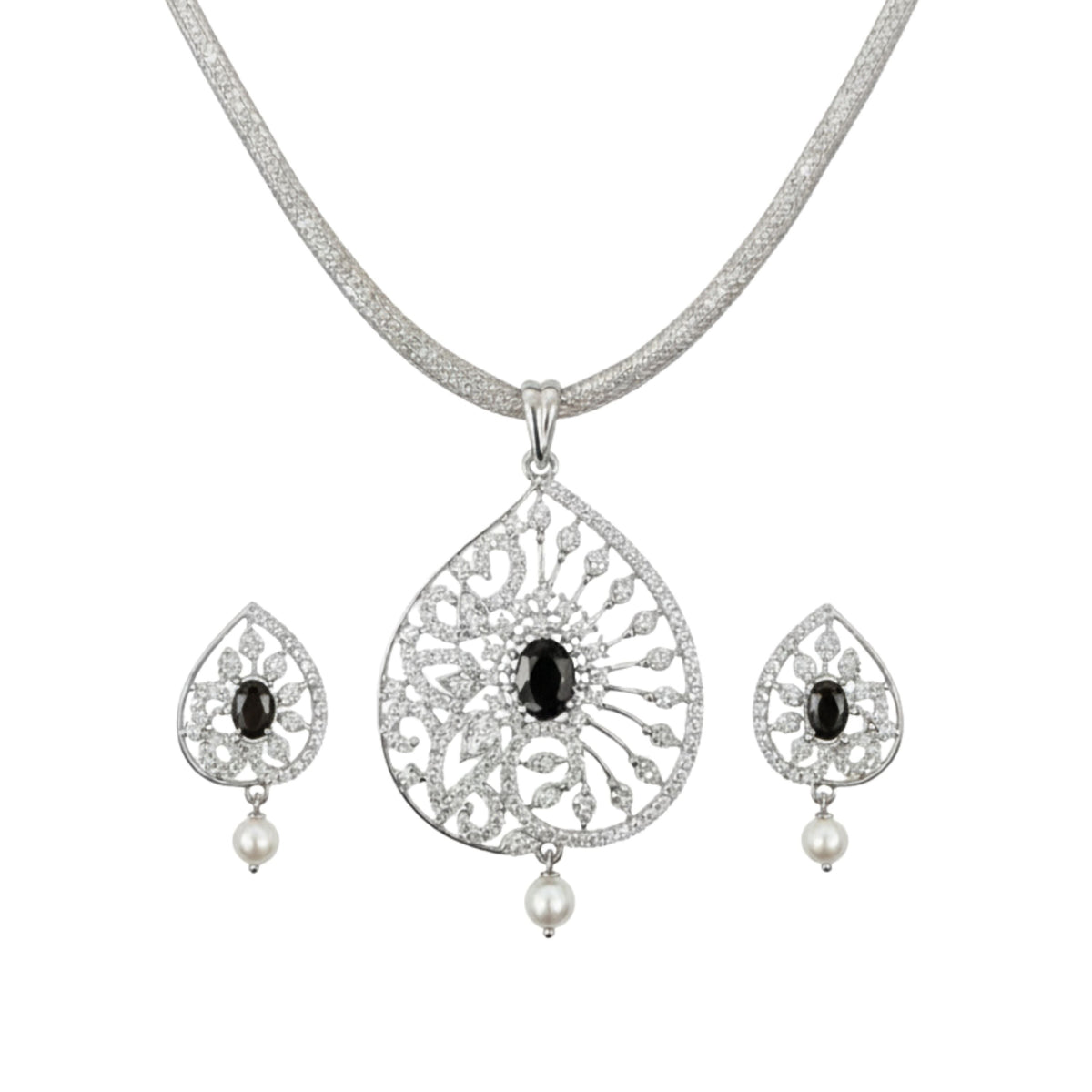 Glow Nakshatra Black CZ Pendant Set