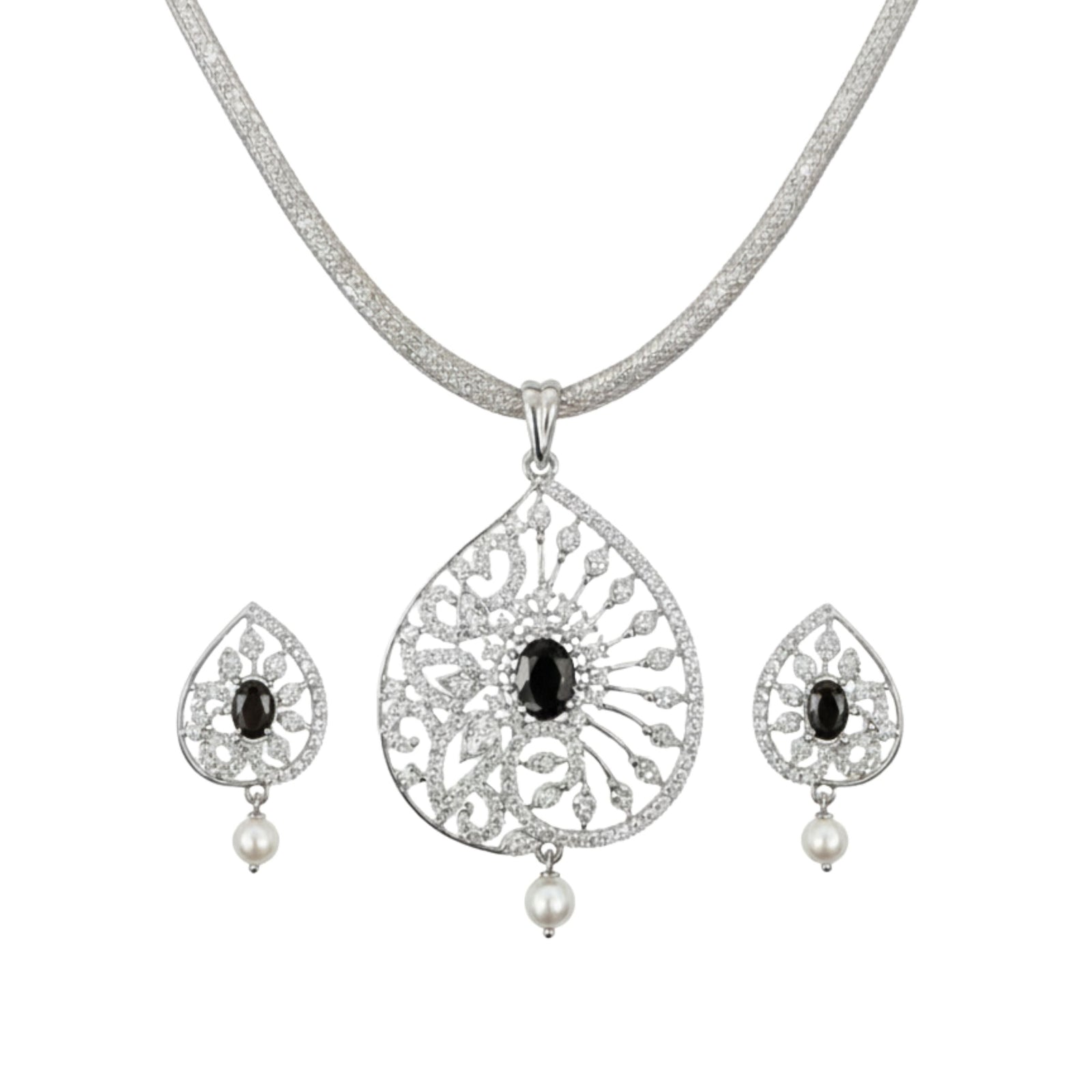 Glow Nakshatra Black CZ Pendant Set