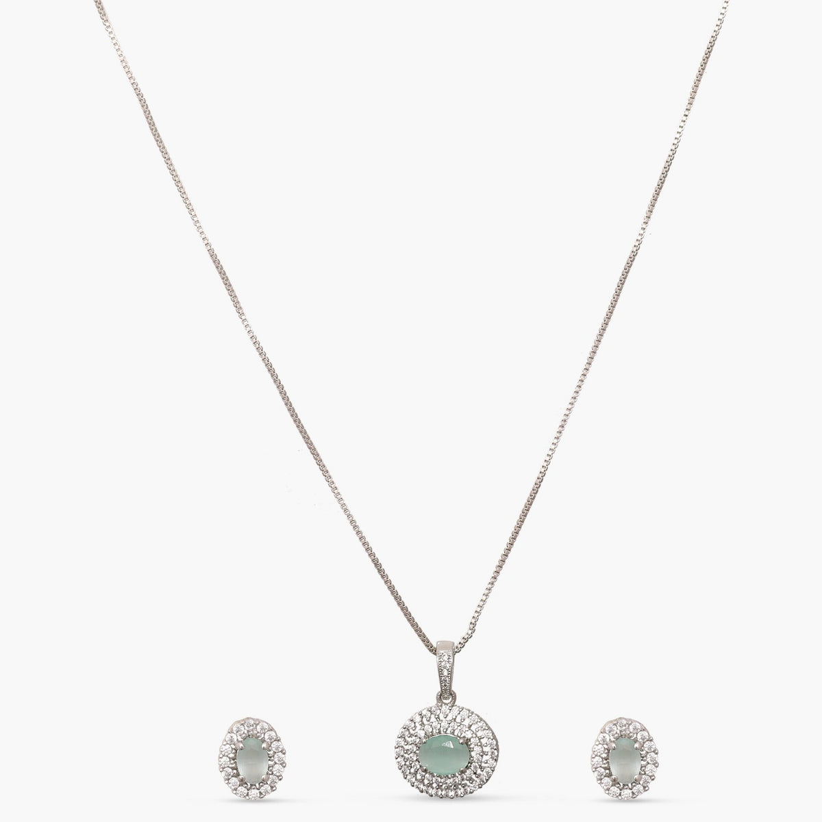 Round Charm CZ Pendant Set