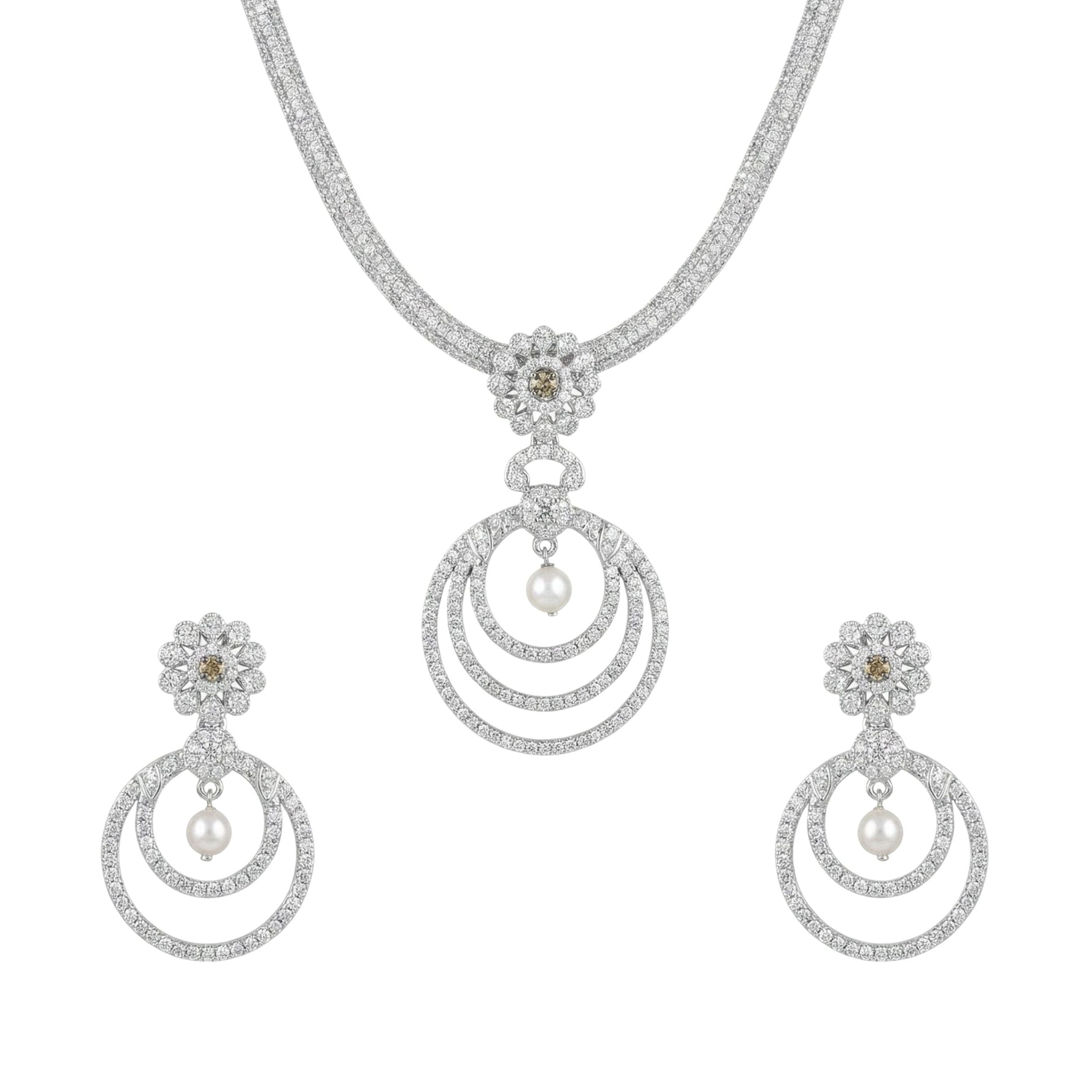 Aarya Nakshatra Light Green CZ Pendant Set