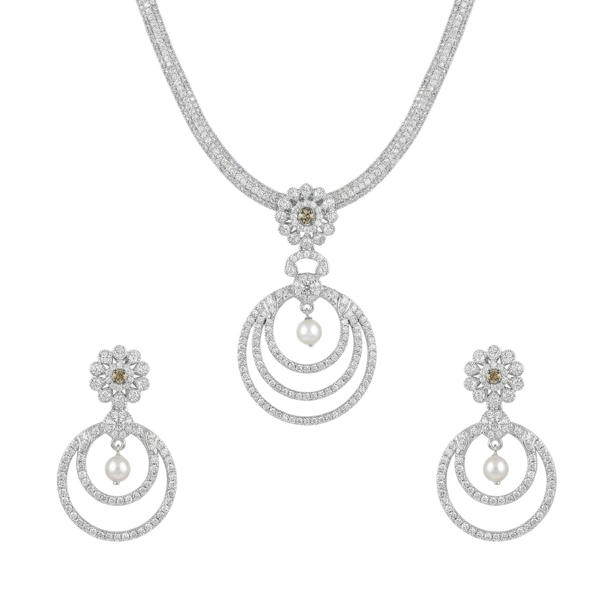 Aarya Nakshatra Light Green CZ Pendant Set
