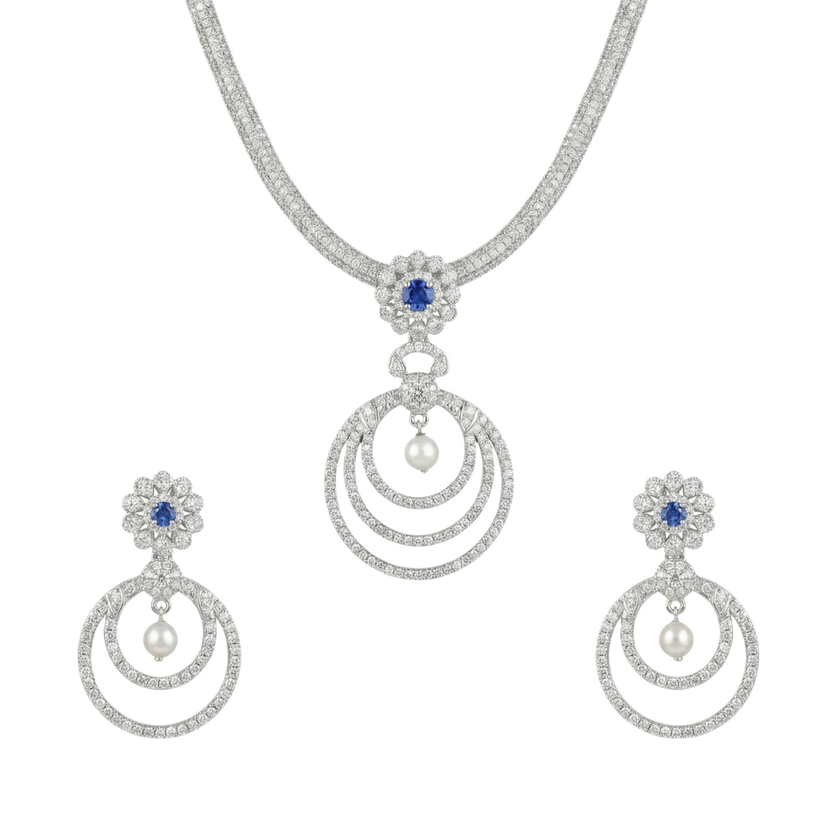 Aarya Nakshatra Blue CZ Pendant Set