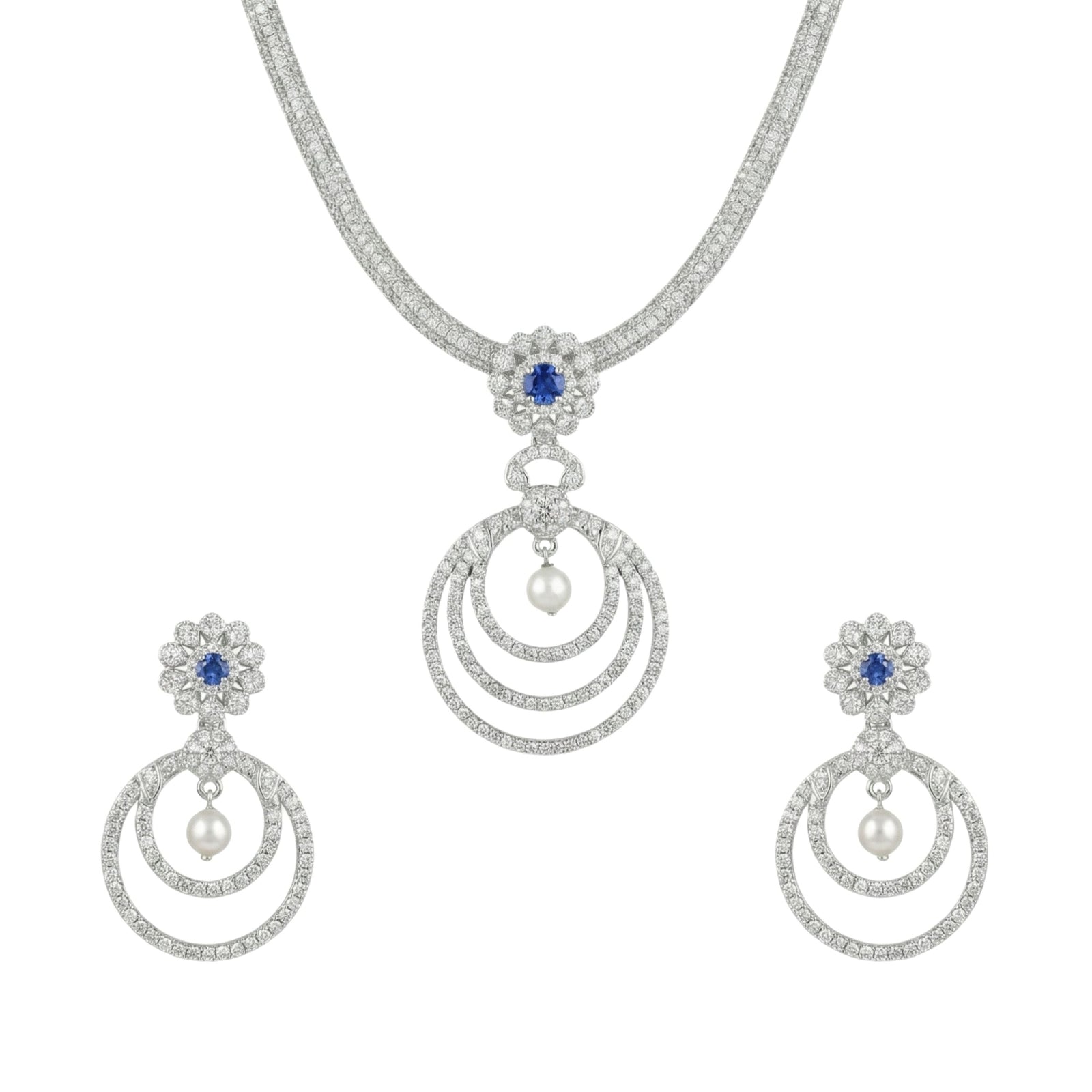 Aarya Nakshatra Blue CZ Pendant Set