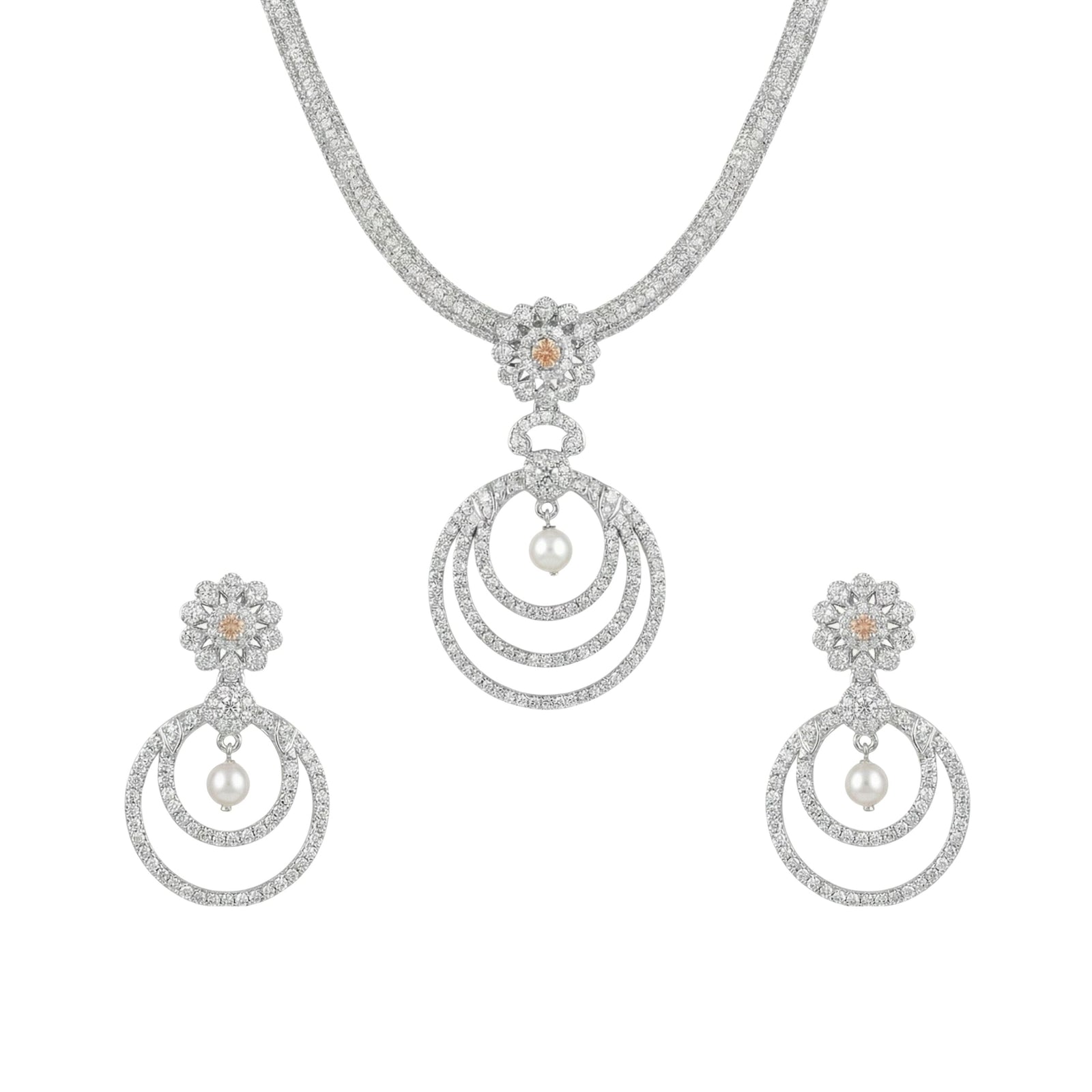 Aarya Nakshatra Orange CZ Pendant Set