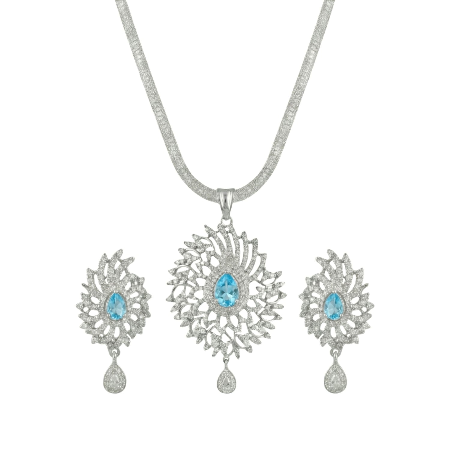 Mihita Nakshatra Sea Blue CZ Pendant Set