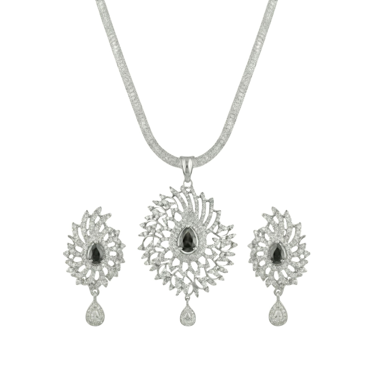 Mihita Nakshatra Black CZ Pendant Set