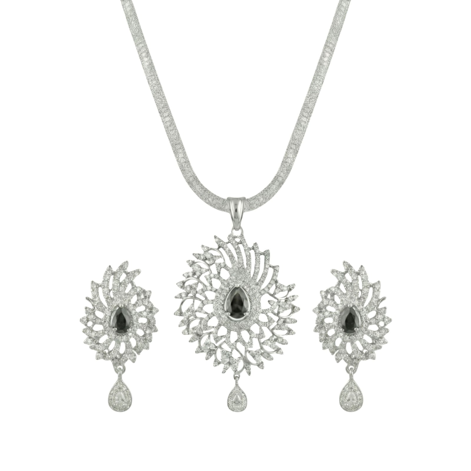 Mihita Nakshatra Black CZ Pendant Set