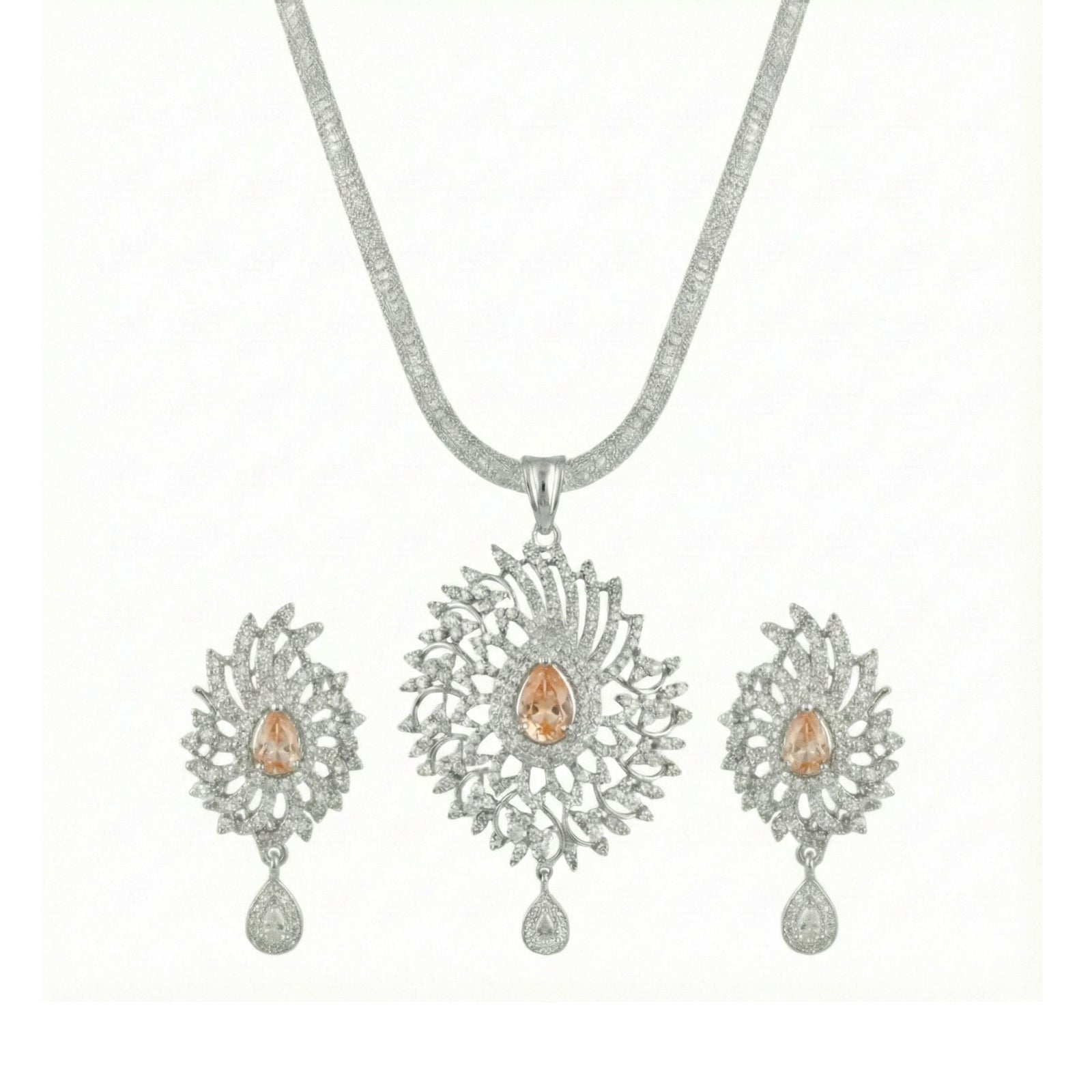 Mihita Nakshatra Orange CZ Pendant Set