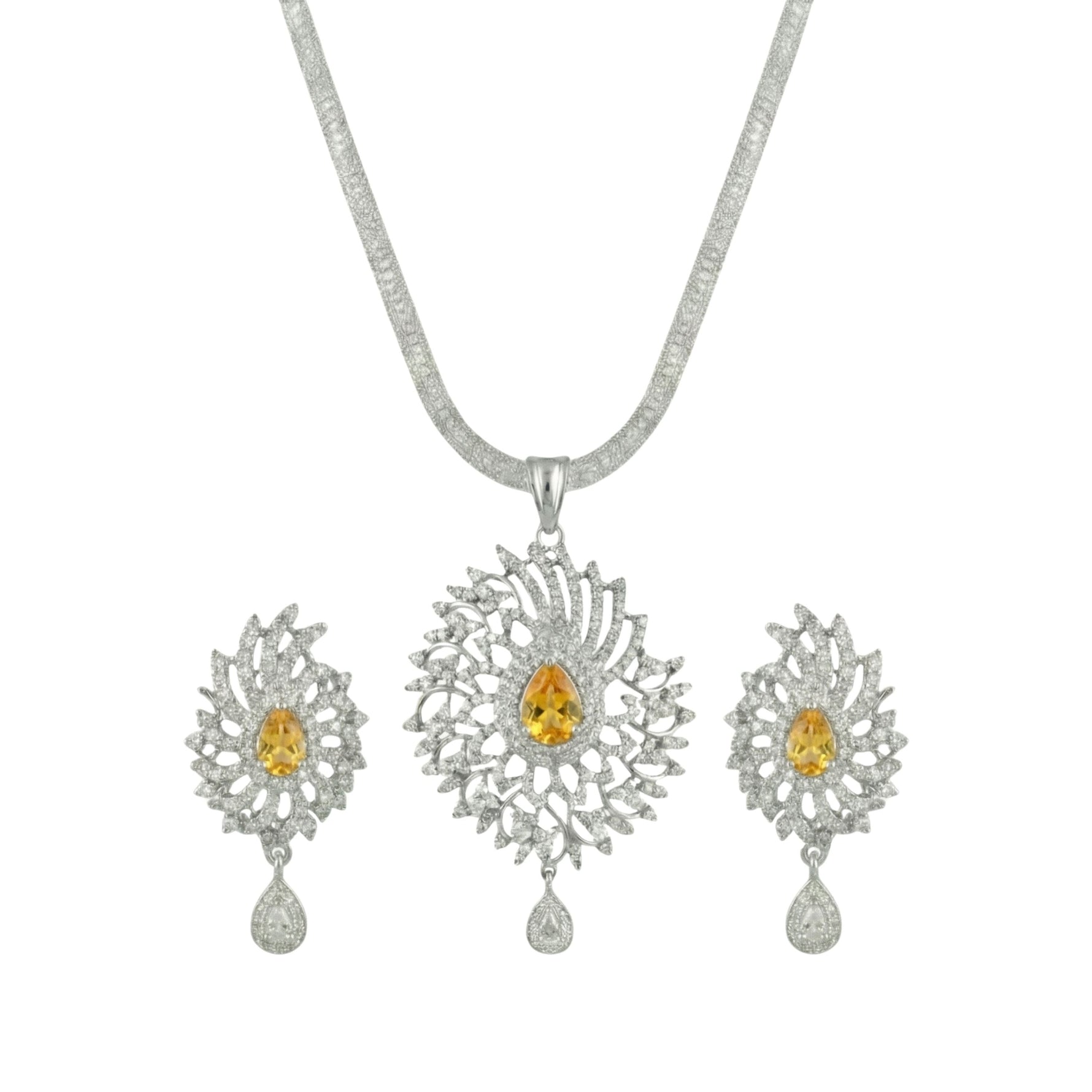 Mihita Nakshatra Yellow CZ Pendant Set